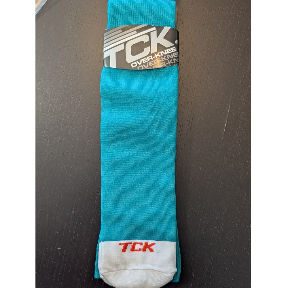 TCK Over the Knee Athletic Socks Large Teal Sports Team NWT